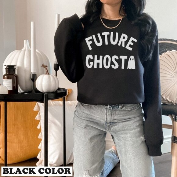 Future Ghost Black Sweatshirt College Halloween Party Graphic Sweatshirt 99 - Picture 1 of 5